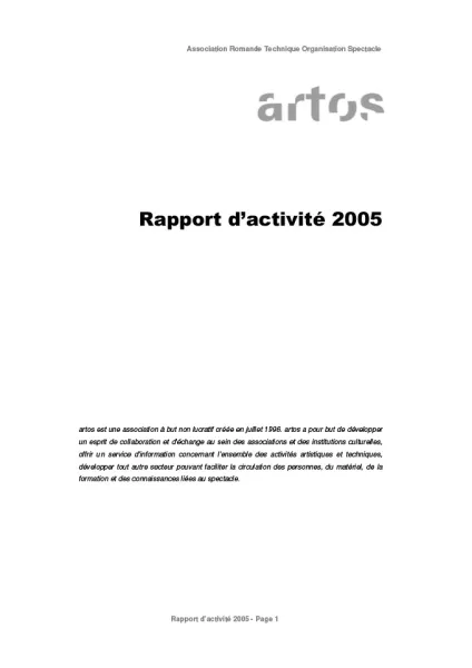 Rapport d'activité 2005
