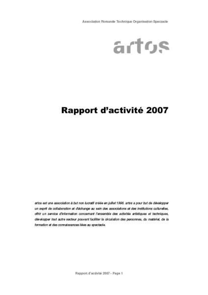 Rapport d'activité 2007