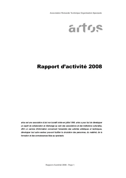 Rapport d'activité 2008